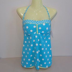 Beach House Size 10 BUFFY A-LINE BANDINI Blue Polka Dot New Women's Swim Top